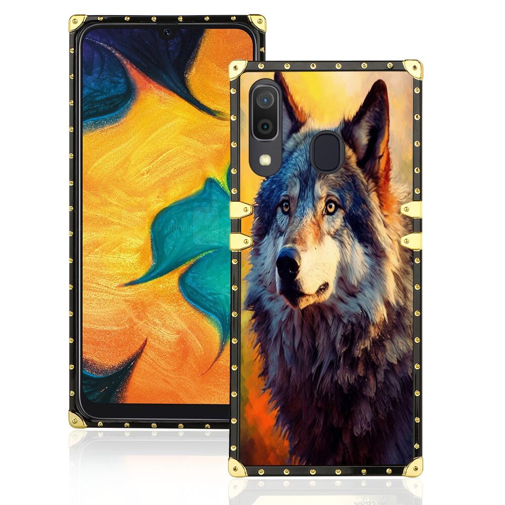 Elgzigok Phone Case for Samsung Galaxy A30/A20 with Wolf Art-aa8 Pattern Design Black Soft TPU Slim Fit Anti Scratched Protection Cover Case