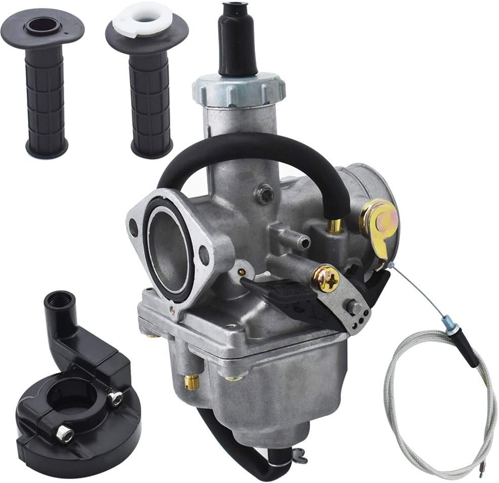 ALL-CARB Carburetor Carb with Handlebar Grips and Throttle Cable Replacement for Honda CB125S CRF100F XR100 XR100R 1980-2007