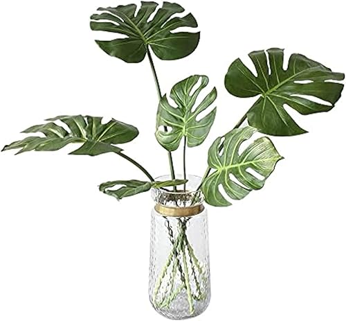 Hojas de Monstera artificiales de tacto real, tallos de hojas de Monstera Deliciosa, palmera tropical sintética, vegetación para decoración del