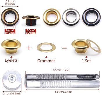 Oogjesgereedschapsset, 120 sets oogringen 12 mm, oogset met 3 gereedschappen oogtang voor dekzeilen, metalen ogen voor stof, leer, tassen