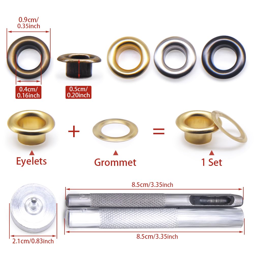 Jamsinmu 4mm Grommet Tool Kit 800 works Sets Grommet Adjusting Tool with Eye Pliers Eyelet Tool Set for Leather Canvas Tarpaulin Tent 200# Inner 4mm - Image 3