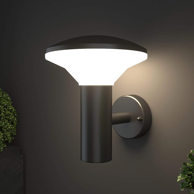 NBHANYUAN Lighting® Outside Lights Mains Powered LED Outdoor Wall Light Fixture Black Paint Finish Stainless Steel Exterior Light IP44 Weatherproof 3000K Warm White for Porch 1000LM