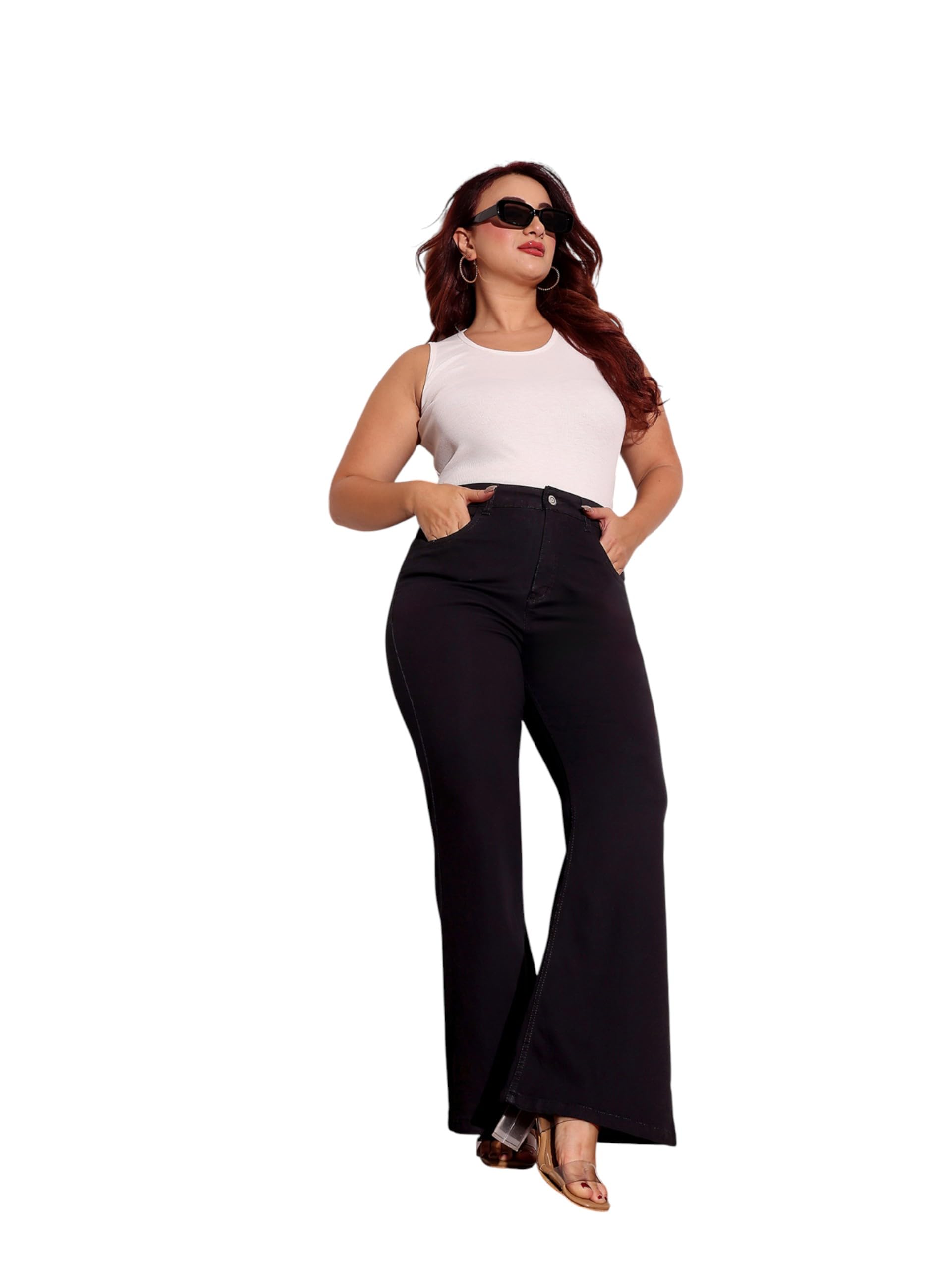 miss chase a+ Women's High-Rise Regular Length Stretchables Cargo Denim Jeans-picture-38