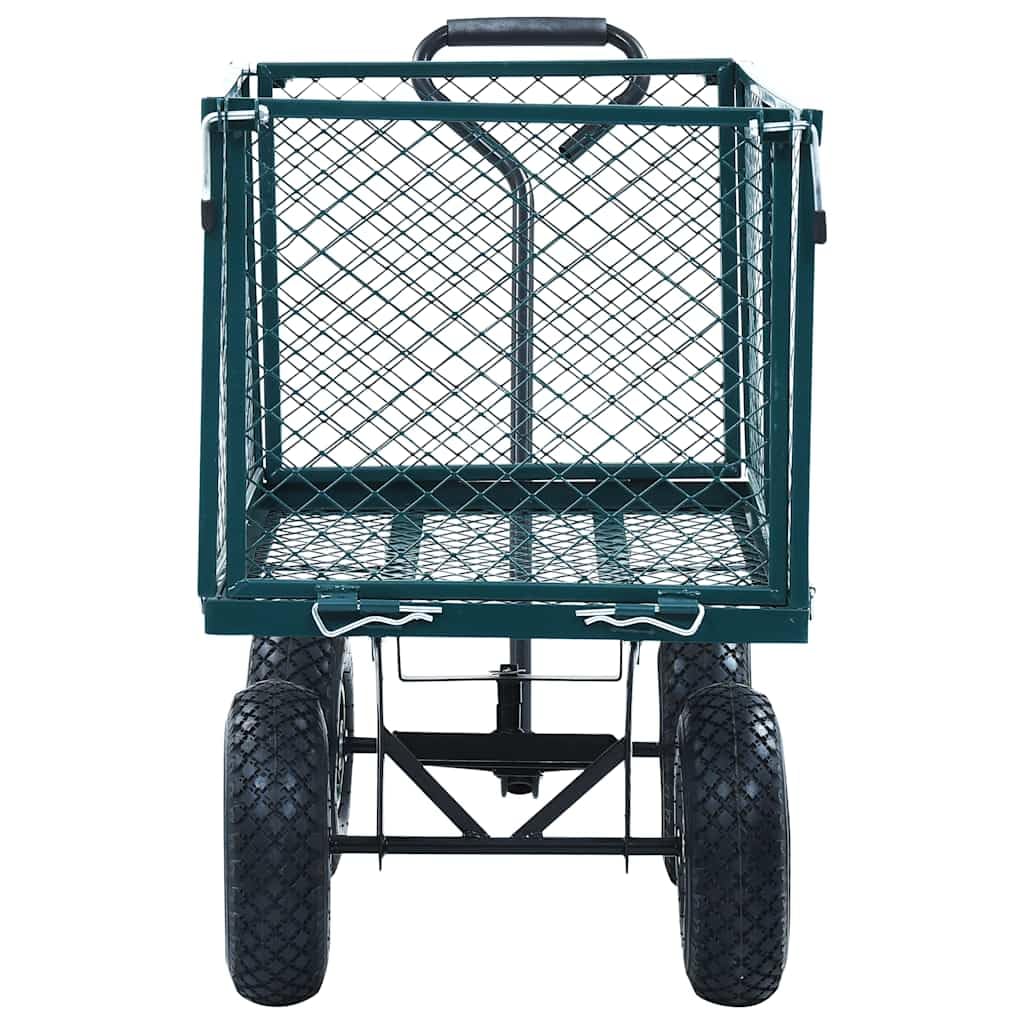 Gartenwagen Grün Stahl 350 kg Tragkraft 86x46,5x97 cm mit Schnellverschluss Seitenwänden und großen Luftreifen ideal für Garten Transport und Werkstatt