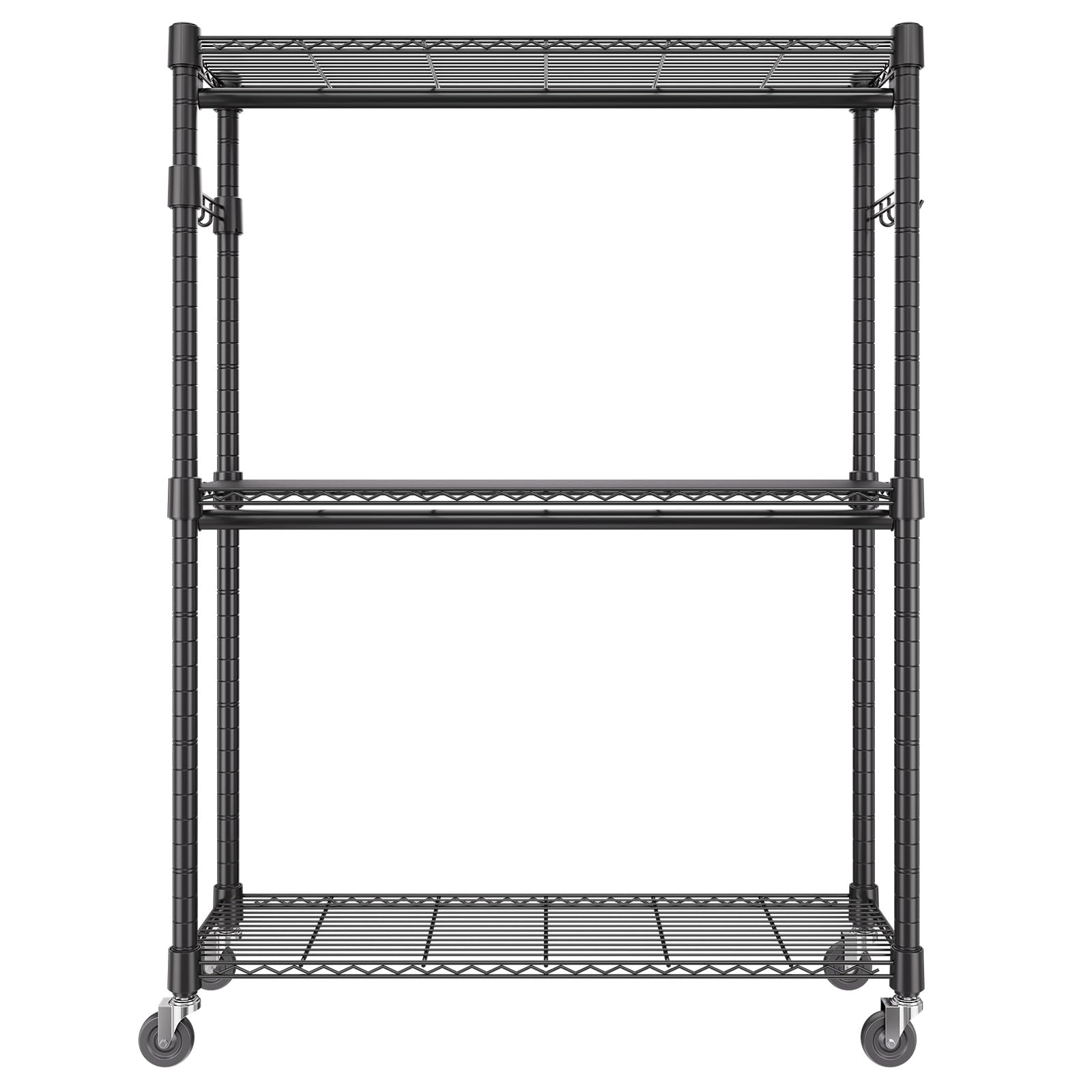 VEVOR Perchero Burro para Ropa con 4 Ruedas de 2 Barras 3 Estantes 2 Soportes Laterales Perchero de Acero Carga de 182 kg Perchero de Pie 1162 x 450 x 2040 mm para Almacenaje de Ropas en Dormitorios