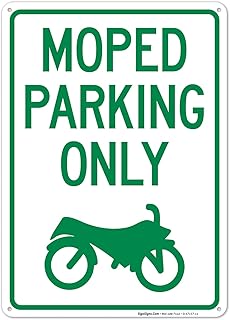 Moped Parking Only with Bike Graphic Sign, 10x14 Inches, Rust Free .040 Aluminum, Fade Resistant, Made in USA