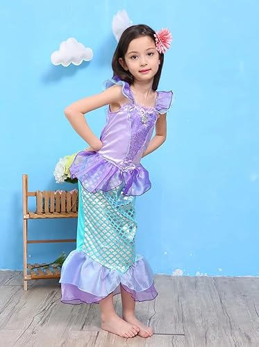 Miniatura 6 de Little Girls Princess Mermaid Costume for Girls Dress Up with Accessory for Christmas Birthday Party Supplies