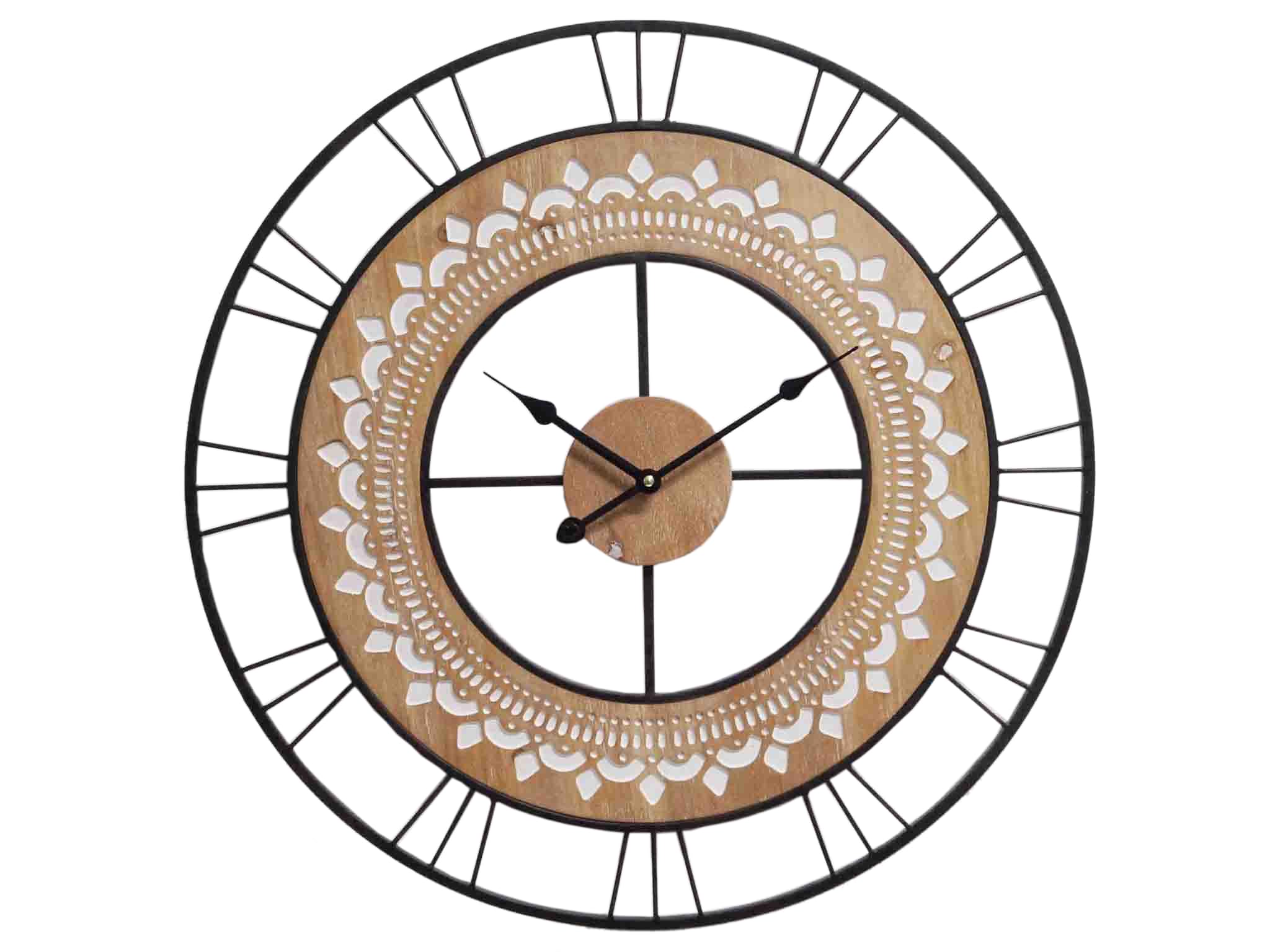 Horloge murale en métal et bois au design industriel chic