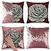 Fundas de Cojines de Lentejuelas Brillantes Reversibles Rose Artstic Magic 40x40cm Cojín Decorativo de Doble Color Cuadrado Funda de Almohada (Rosa)