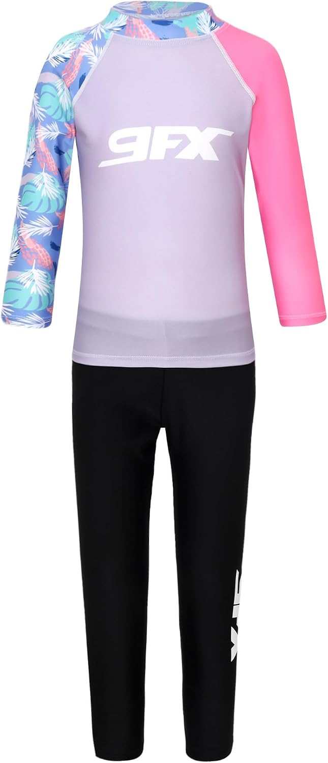 iiniim Boys/Girls Swimming Costume Kids UPF 50+ Rash Guard Swimsuit Swim Top with Swim Pants Set