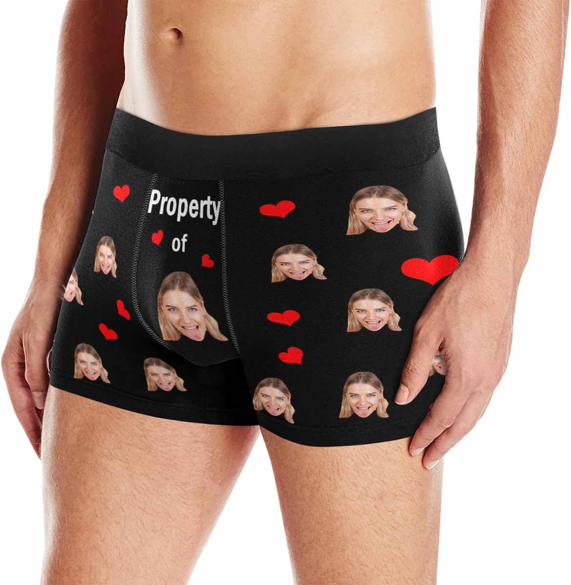 Artsadd Custom Men's Boxer Briefs Personalized Funny Face Shorts Underwear Customized Photo Gift Boyfriend Husband Valentines
