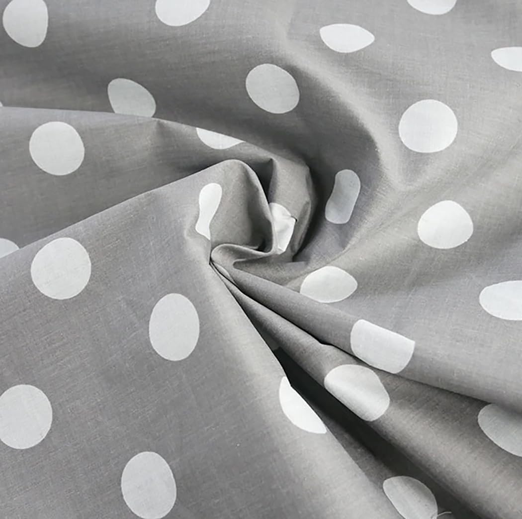 Oddies Textile Grey & White Polycotton Fabric - Polka Dot Spot Fabric Craft Material Metre