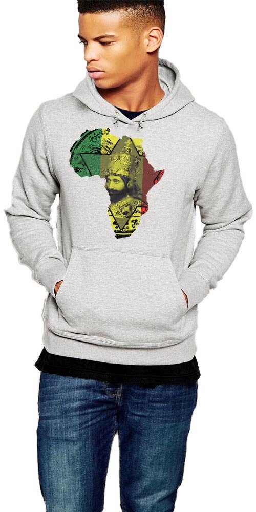 Warface ApparelAfrican Map Haile Sellasie I Rastafari Pullover Hoodie By Warface Apparel Inc