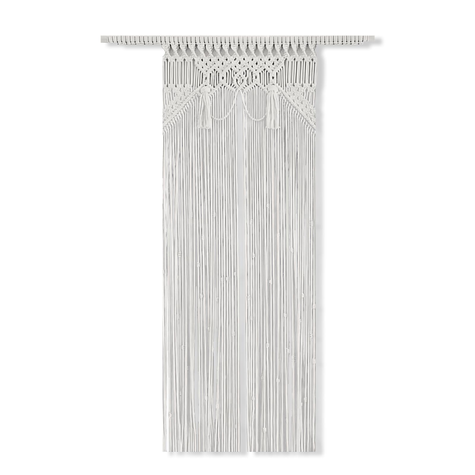 Rideau de porte en macramé fait à la main - 72 x 190 cm - Style bohème - Décoration de fenêtre - Chambre à coucher - Tenture murale pour maison - Rideaux de fenêtre - Mariage - Beige