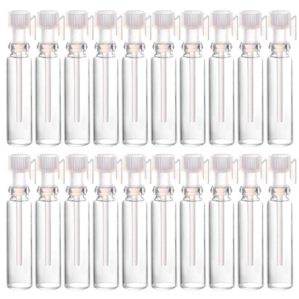 SOLUSTRETravel Size Bottles 50pcs 1ml Perfume Sample Bottles Mini Glass Empty Fragrance Bottle for Travel
