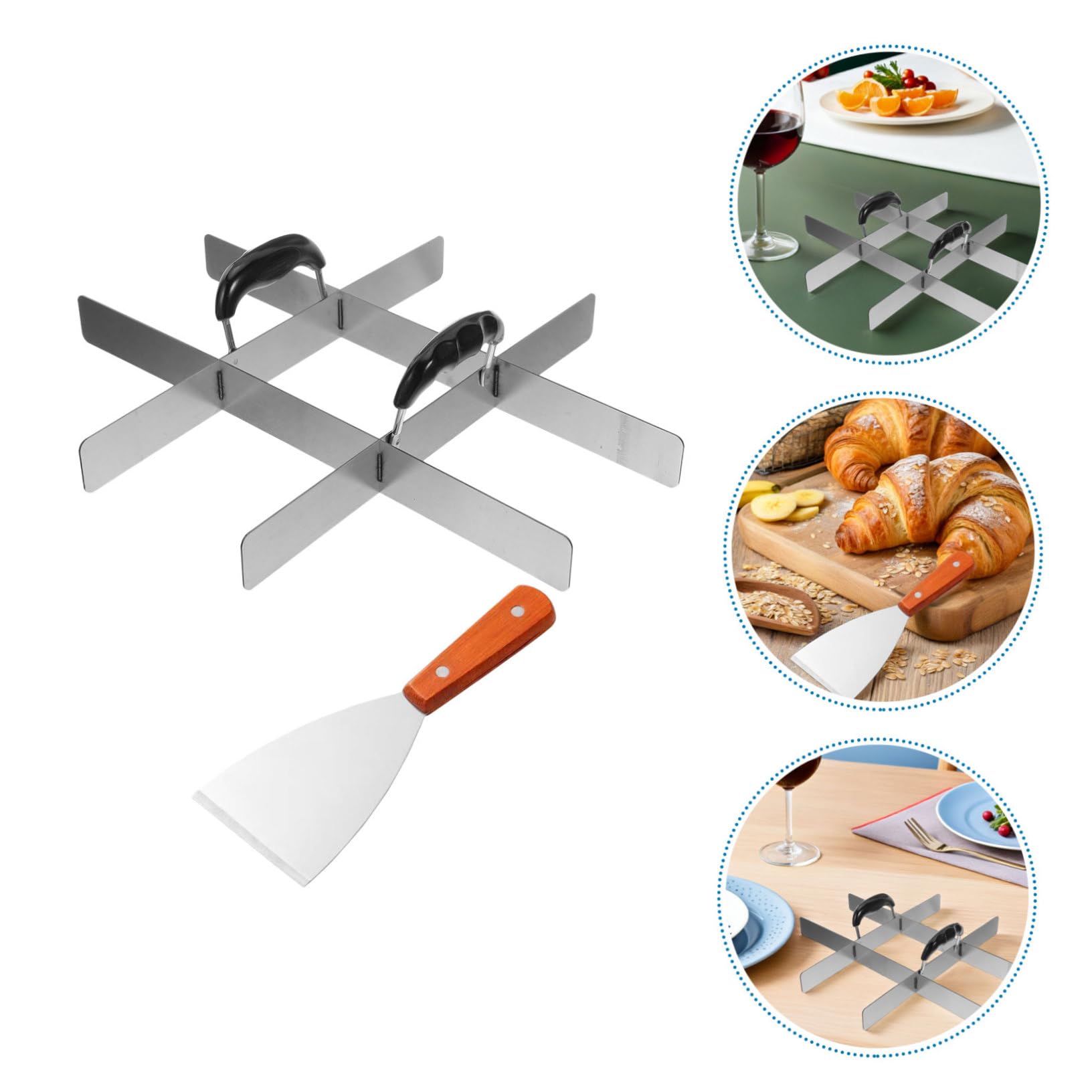 Mobestech Coupe-gâteau Acier Inoxydable Avec Guide De Portions Égales Marqueur Pour Gâteaux Tartes Et Pâtisseries Outil De Cuisine Pratique