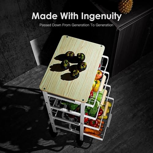 Miniatura 3 de Carrito rodante de 5 niveles con cestas de almacenamiento, carrito de cocina de metal con ruedas