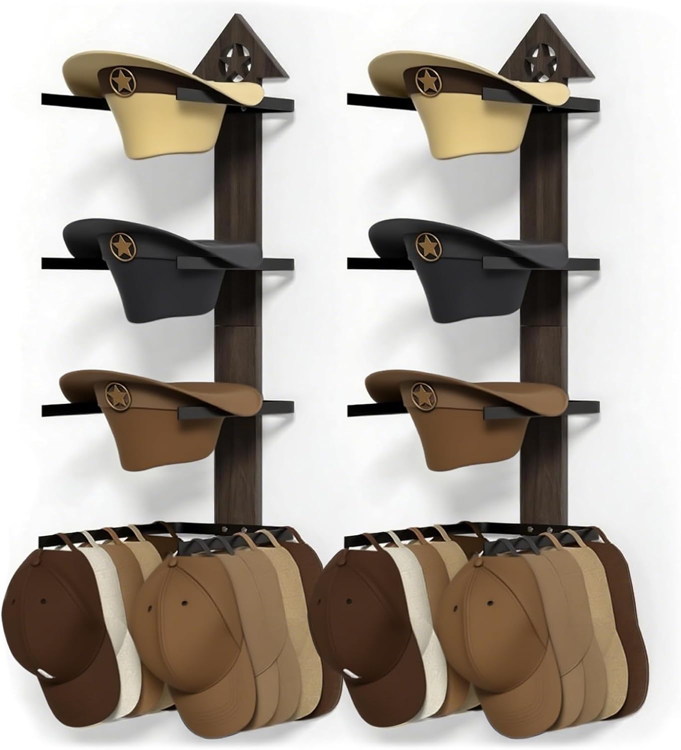 Cowboy Hat Rack -Cowboy hat holder for wall With Heavy- Organize and Display Your Hats with Ease, Wall Mounted Hat Hanger Western Decor for Cowboy Hats- Ideal Western Decor(2pcs)