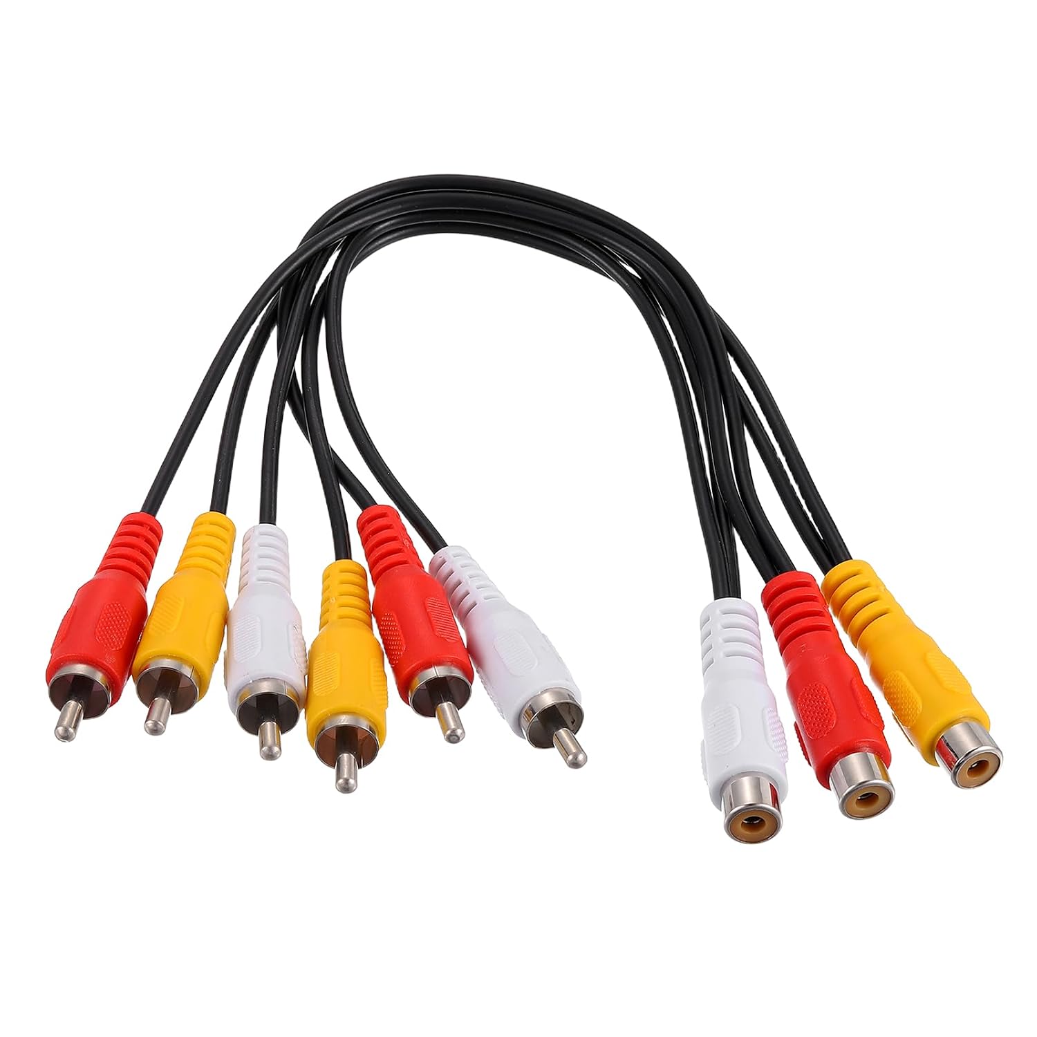 MECCANIXITY AV Audio Video Splitter Cable, 3 RCA Female Plug to 6 RCA Male Jack 25cm Composite Video Splitter Adapter Output Cables Cords