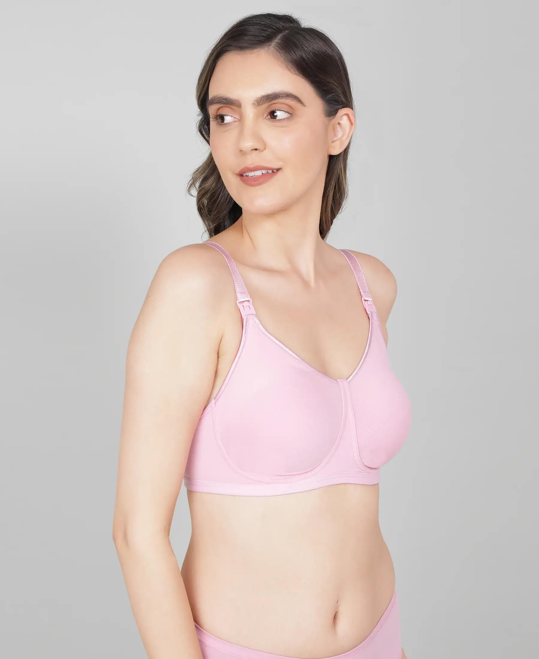 Jockey Women's Wirefree Non Padded Super Combed Cotton Elastane Stretch Full Coverage Nursing Bra with Front Opening and Adjustable Straps_Style_ES08_Candy Pink_40B - Image 6 thumbnail