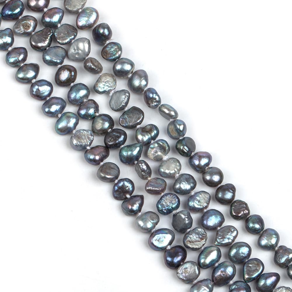 7-9mm Natural Freshwater Pearl,14inch Real Genuine Round Pearl Carft Loose Gemstones Beads for DIY Jewlry Making