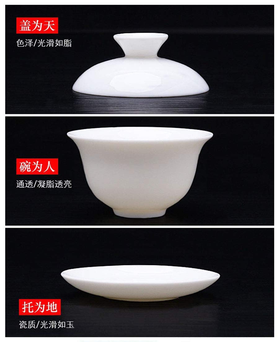 Jade Lee Gaiwan porcelanowa filiżanka do herbaty, biała kung fu, do dekoracji domu, biura, 200 ml