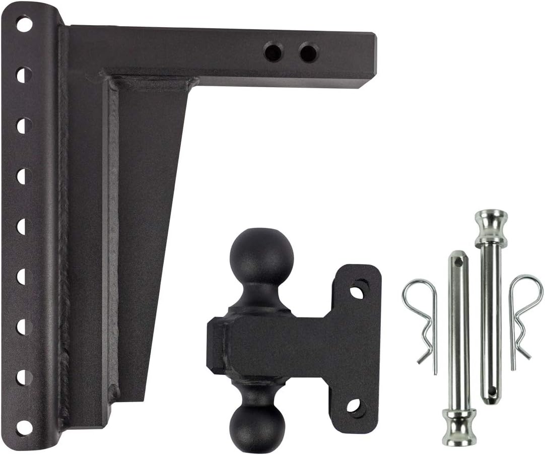 BulletProof Hitches - 2.0" Adjustable Extreme Duty Trailer Hitch (30,000 lb. Rating) - 12" Drop/Rise with 2" and 2 5/16" Dual Ball - Powder Coat, Solid Steel, Corrosion-Resistant