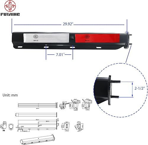Miniatura 2 de FUTAIHE Juego de soportes de suspensión de lodo con resorte recto negro de 2-12 pulgadas, espaciado de pernos de 29.92 pulgadas de longitud, ajuste