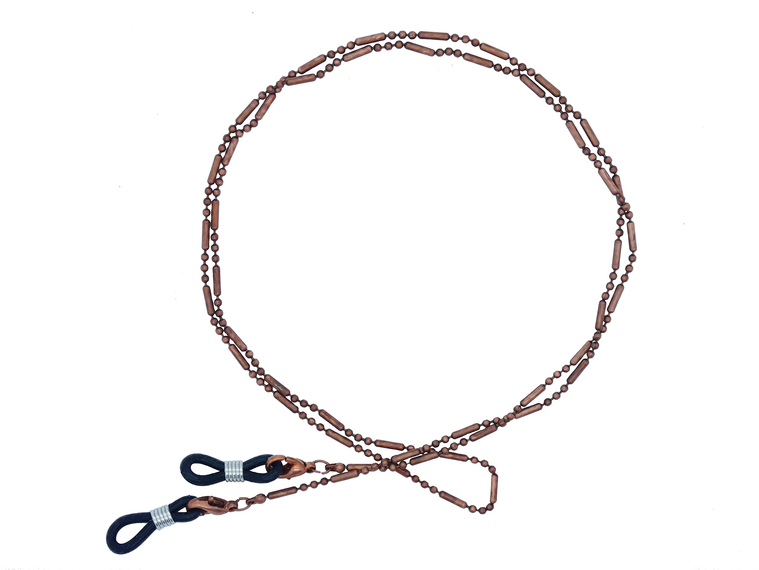 GoOpticians Metal Spectacle Chain With Lobster Claw Replaceable Silicone Hoop/Tensioners + 2 Spare Hoops (Antique Style Copper x1)