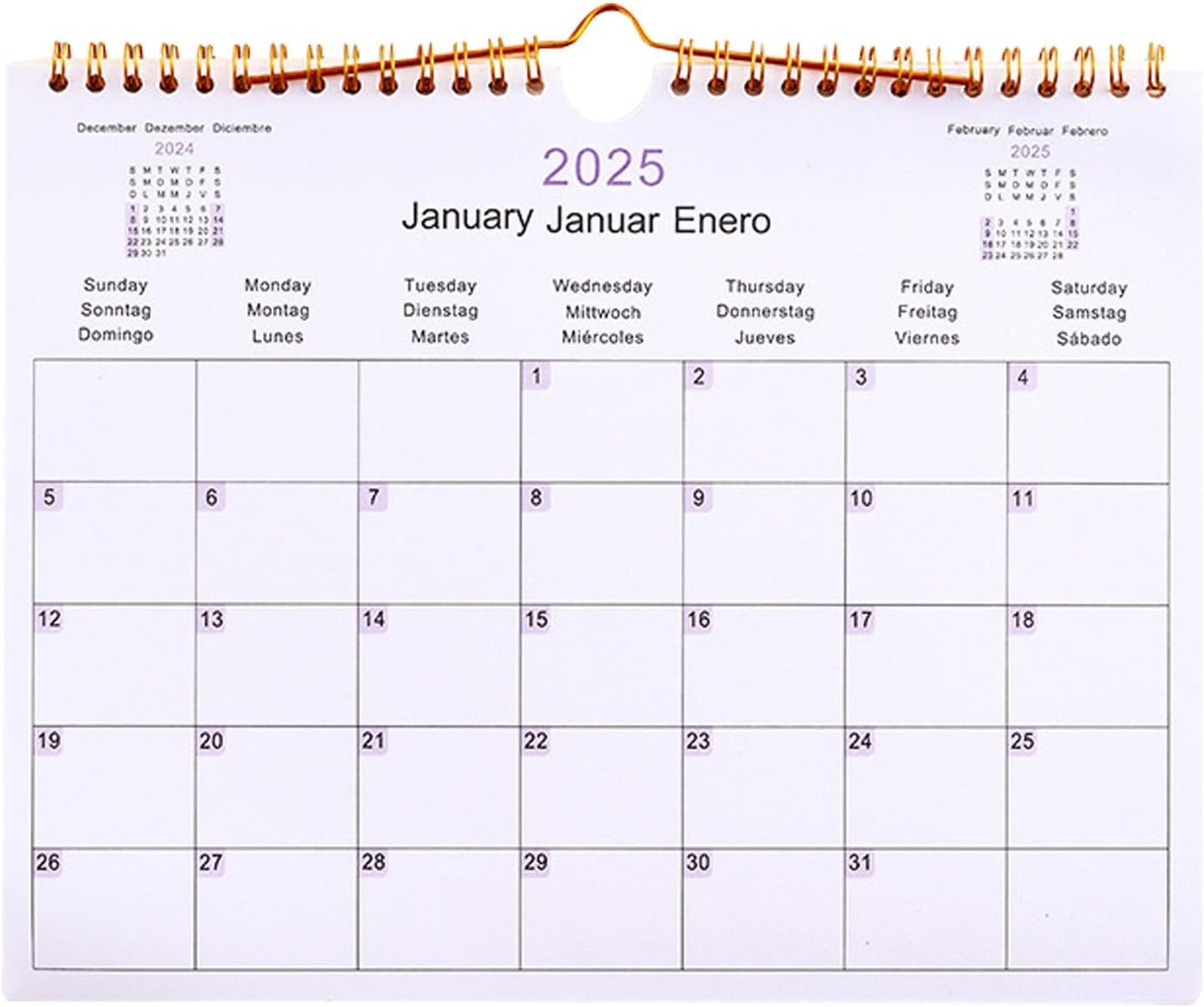Planner mensile - Calendario da parete 2025