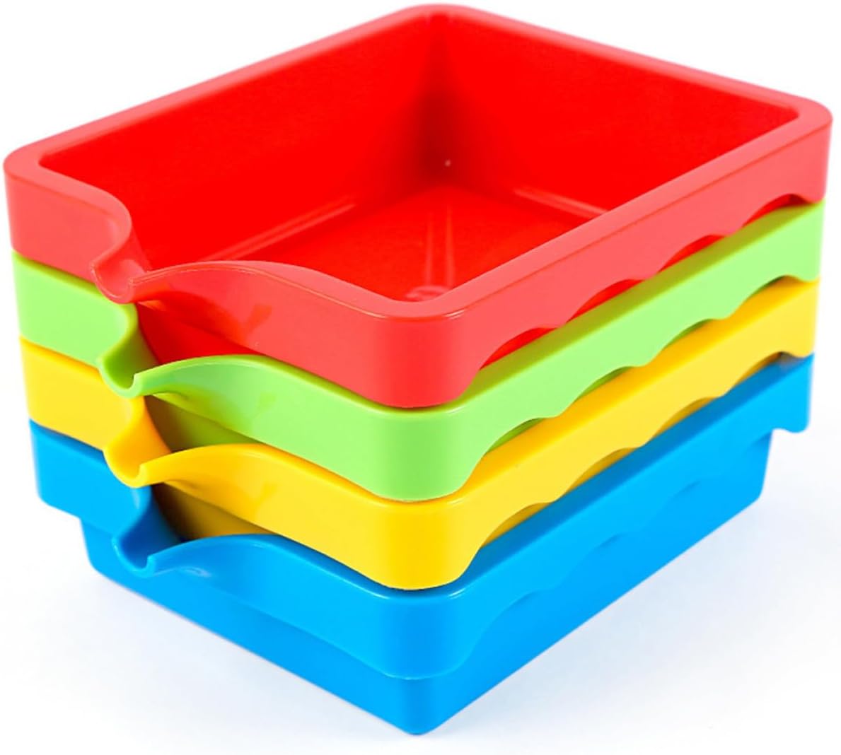ORFOFE 4pcs Plastic Pigment Mixing Trays with Pointed Tips for Art Students, Watercolor and Gouache Paint Pallets, Color Sorting and Painting Brush Tray and Beginners