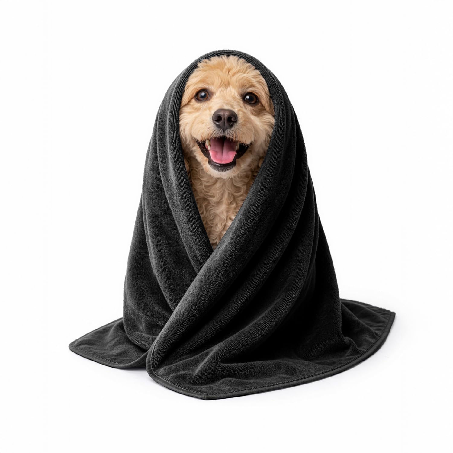 Sassoon Small Pet Towels | Ultra Soft & Microfiber | Quick Drying | Machine Washable | Color - Black (Pack of 2)