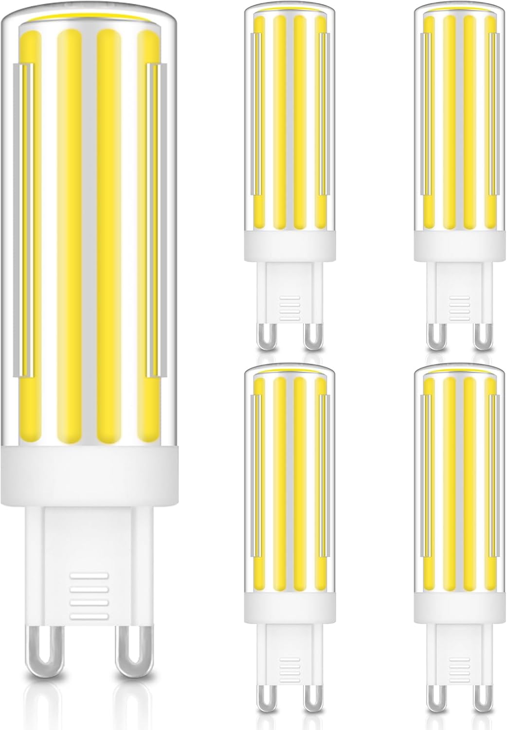 G9 LED Bulb 10W Equivalent 100 Watt Halogen,6000K Dayligt White, COB AC120V No-Flicker,1000LM for Chandelier Lighting Bulb Ceiling Fan, 5 Packs