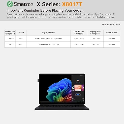 Vista 2 de Smatree Funda protectora rígida de EVA compatible con ASUS Chromebook CX1 (CX1101) de 11.6 pulgadas, ASUS ProArt PZ13 (HT5306) de 11.6 pulgadas