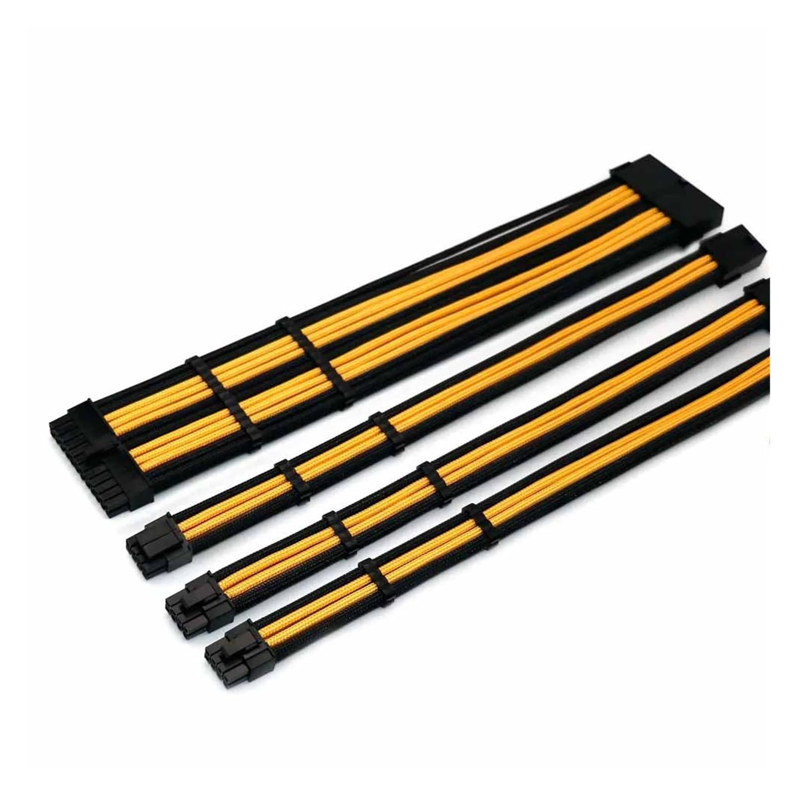 Black PSU Extension Power Cable Kit, 24Pin MB, 4+4/8Pin CPU, PCIE 6+2P, 6Pin GPU Computer PSU Extension Cable Kits(Kit E)