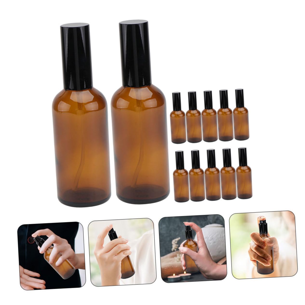 Flaconi Spray per Oli Essenziali 30ml in Vetro, 12 Pezzi | Ricaricabili e Riutilizzabili, Resistenti All'usura, per Viaggio e Trasferta