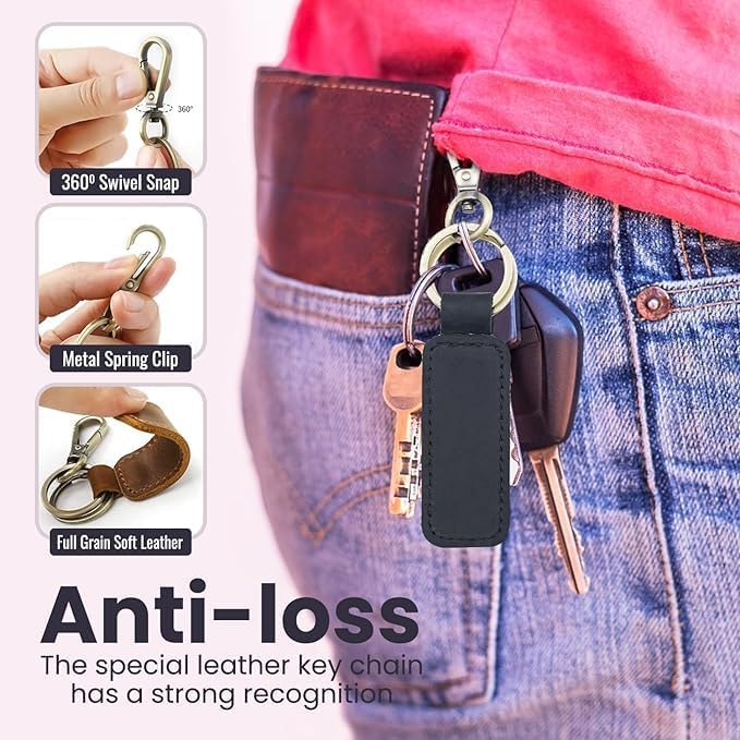 Leather Key Holder,Leather Keychain, Key Fob Car Keychain, Leather Key Chain Holder for Men and Women image 5