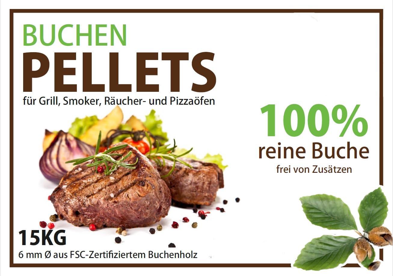 30kg KSV FLAME Buchen-Pellets für BBQ, Smoker, Räucherofen, Grill, Pizzaofen | Smoker-Granulat | Grillpellets