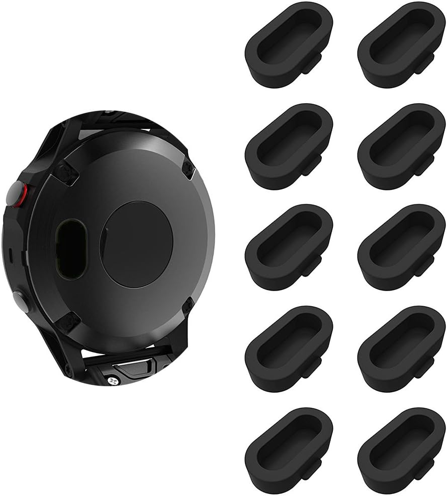 LDFAS Fenix 8/7/7S/7X 5/5S/5X Plus/6S 6 6X Charger Port Protector, Silicone Dust Plug Anti-dust Plugs Compatible for Garmin Venu 2/Vivoactive 3/4/Instinct 2/Forerunner 45S/245/945, Black