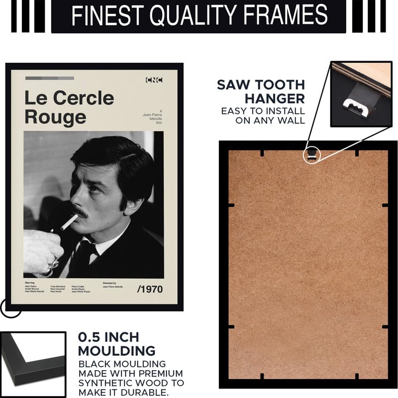Image of BLINKART Le Cercle Rouge Movie Poster Frame 8x12 Inch | Premium 300 GSM Paper Wall Print | Mid Century Vintage Film Artwork for Home, Bedroom, Living Room, Office | Framed Photo Decor