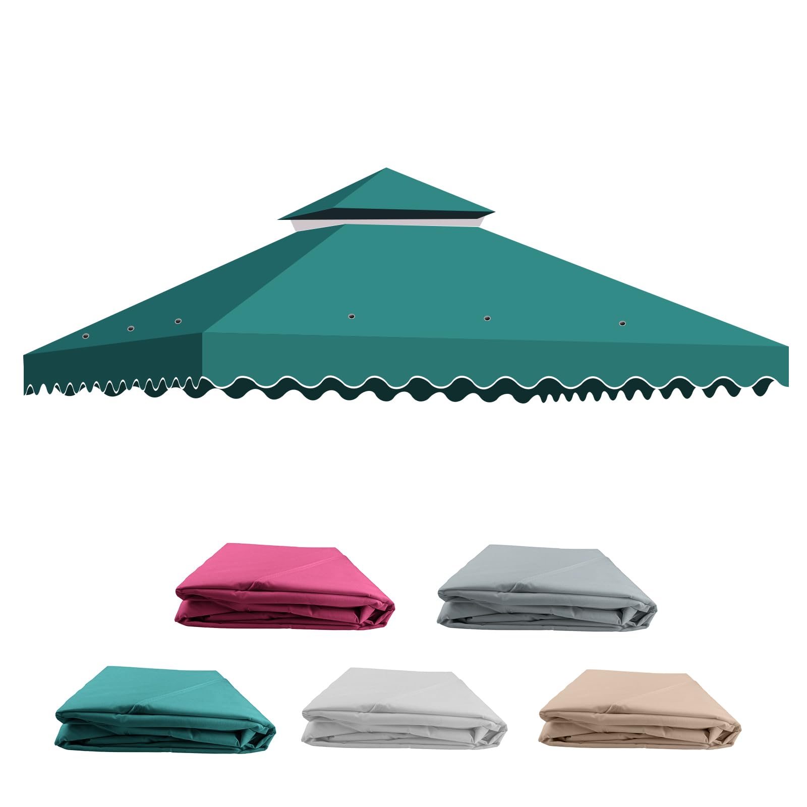 Toldos Pergola Recambio 3x3M, Techo Carpa de Repuesto para Cenador de Jardín con Ventilación, 2 Niveles Cubierta de Repuesto para Pergolas de Jardin Exteriores para Camping, Playa, Barbacoa Gazebo
