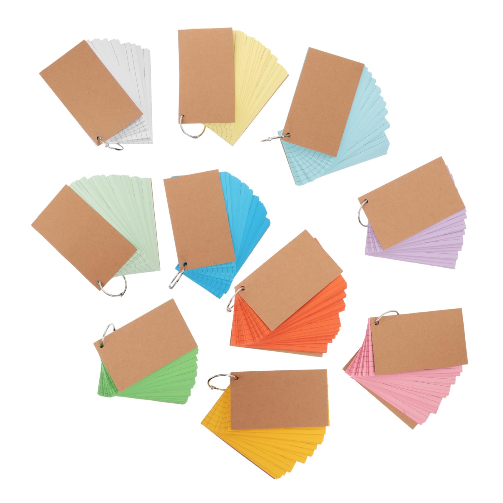 SEWACC 10 Stück Teiliges Karteikarten mit Ringen Beidseitig Linierte Lernkarten aus Stabilem Kraftpapier für Studium Arbeit und Meetings Einfach zu Organisieren und