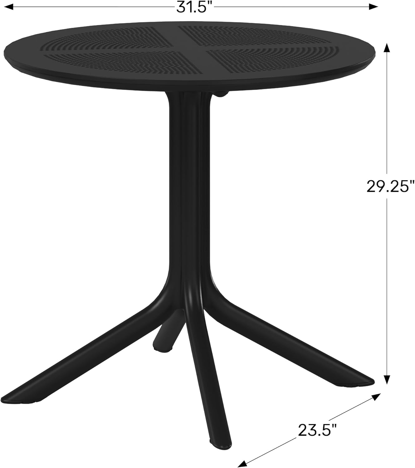 WestinTrends Playa 31.5" Round Plastic Outdoor Patio Dining Table for 4, Black