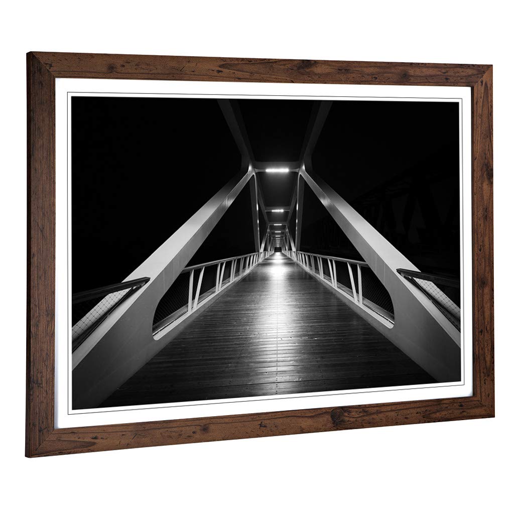 Big Box Art Framed Print of Architecture Bridge (2) Design | Wall Art Picture | Home Decor for Kitchen, Living, Dining Room, Bedroom, Hallway, Office, Walnut, A2 / 24.5x18 Inch / 62x45cm