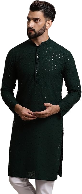 Sojanya Since 1958 MenS Pure Cotton Sequence Long Kurta