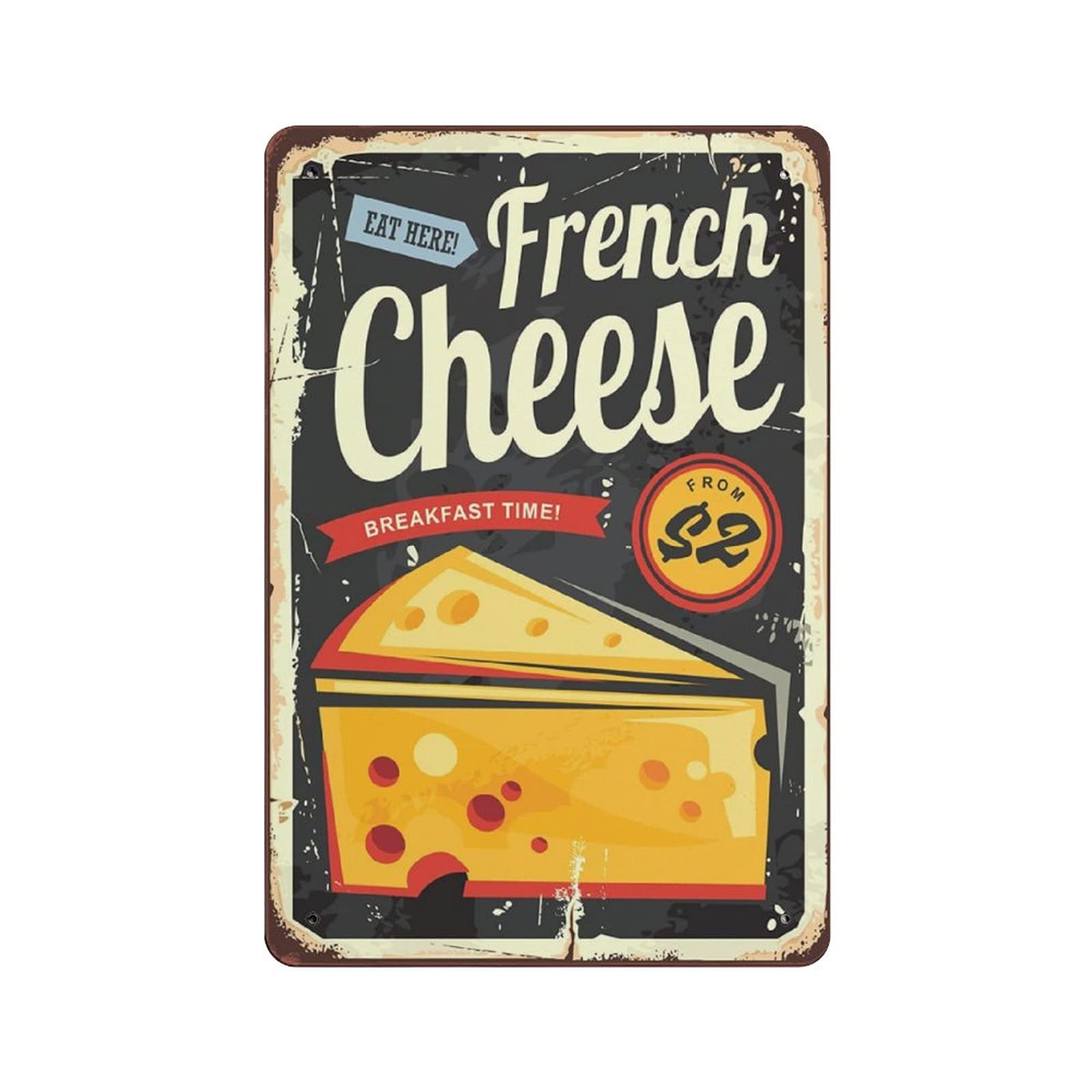 rayprint French Cheese Tin Sign Metal Plaque Art Hanging Iron Painting Retro Home Kitchen Garden Garage Wall Decor 12"x8"