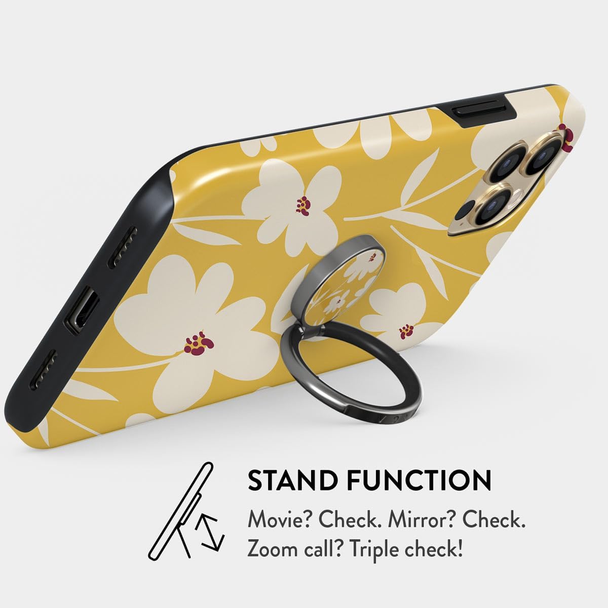 BURGA Phone Ring Stand and Phone Case Compatible with iPhone 13 Pro - Scratch-Resistant Shockproof Cover - Bundle