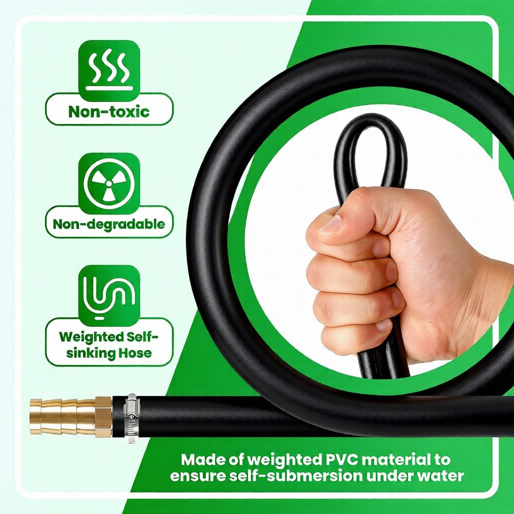 Self Sinking Aeration Hose, 100 Feet Weighted Pond Aeration Tubing, Pond Aerator Hose Kit with Non-Toxic & Non-Degradable Material for Safe Aquatic Use