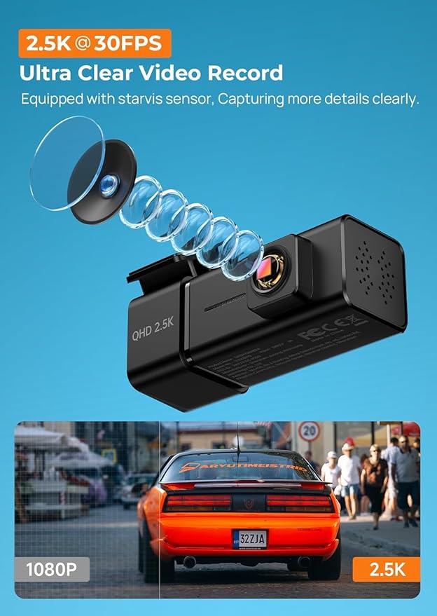 Dash Cam 2.5K con pantalla para autos 32GB WiFi miniatura 2