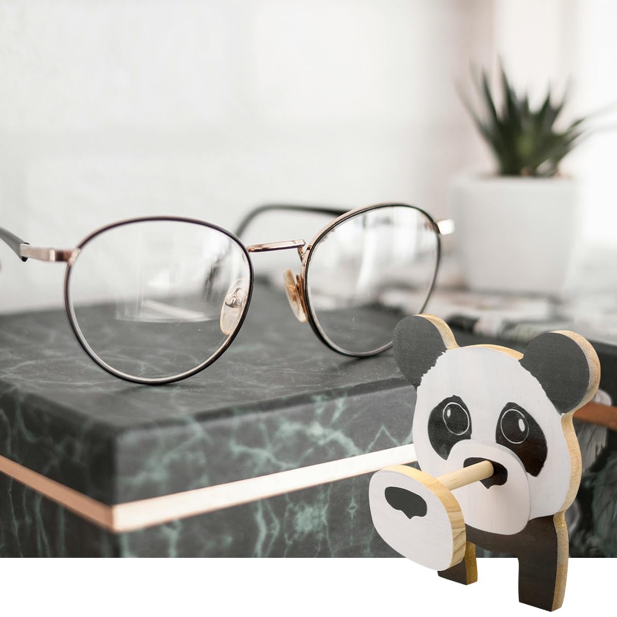 GLADFRESIT Wood Glasses Holder Wooden Panda Spectacle Frames Eyeglass Holder Display Stand Glasses Stand Storage Accessories Suitable for Bedroom Living Room Office Desk Decoration - Image 4